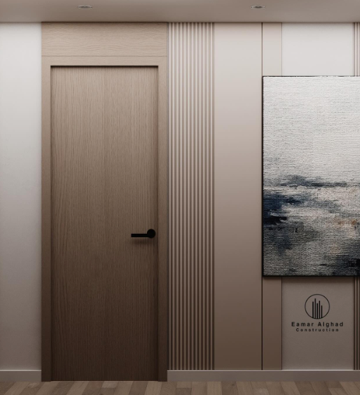 Hotel room door in a finished interior