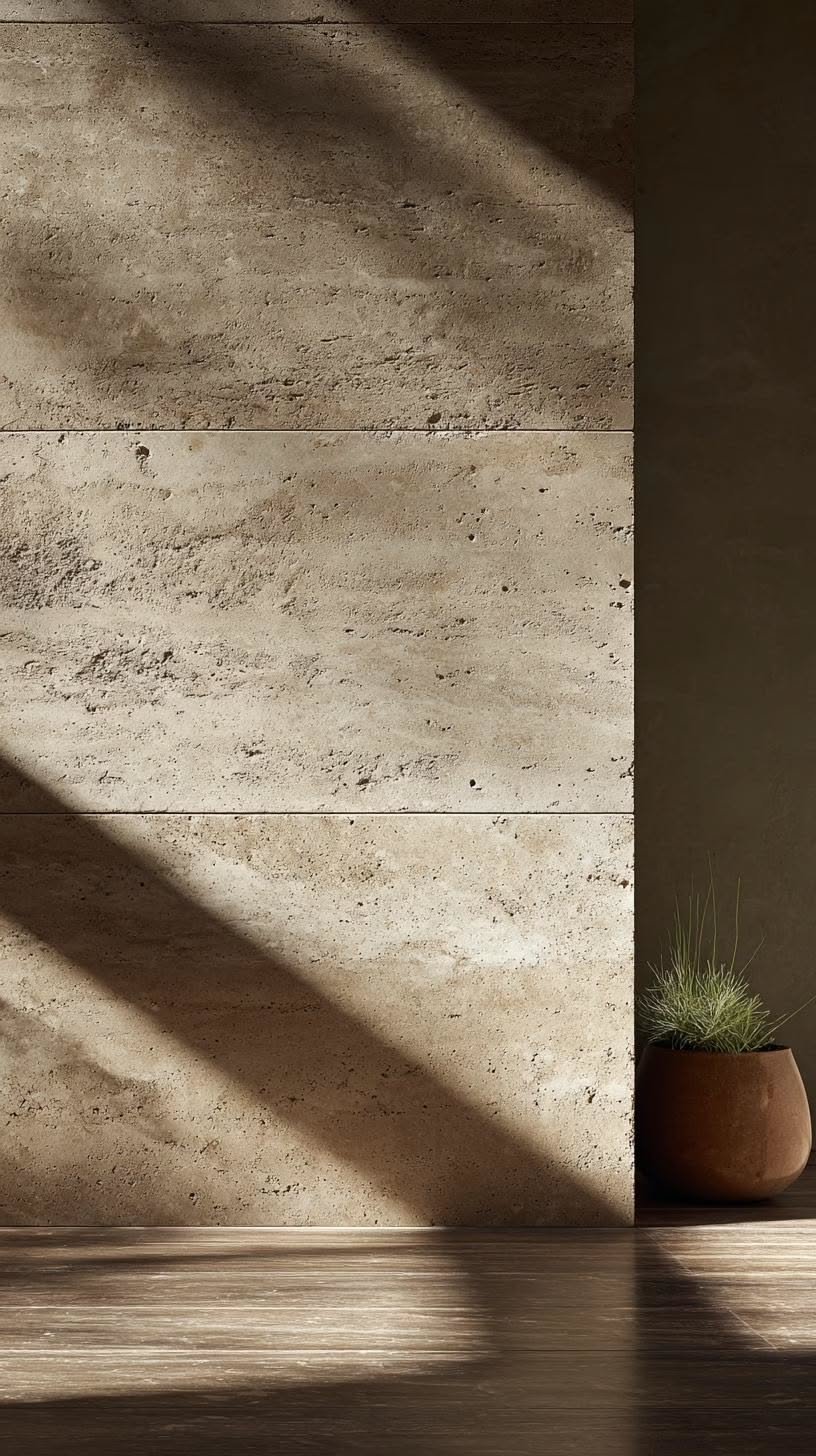 Flexible stone veneer in a finished interior