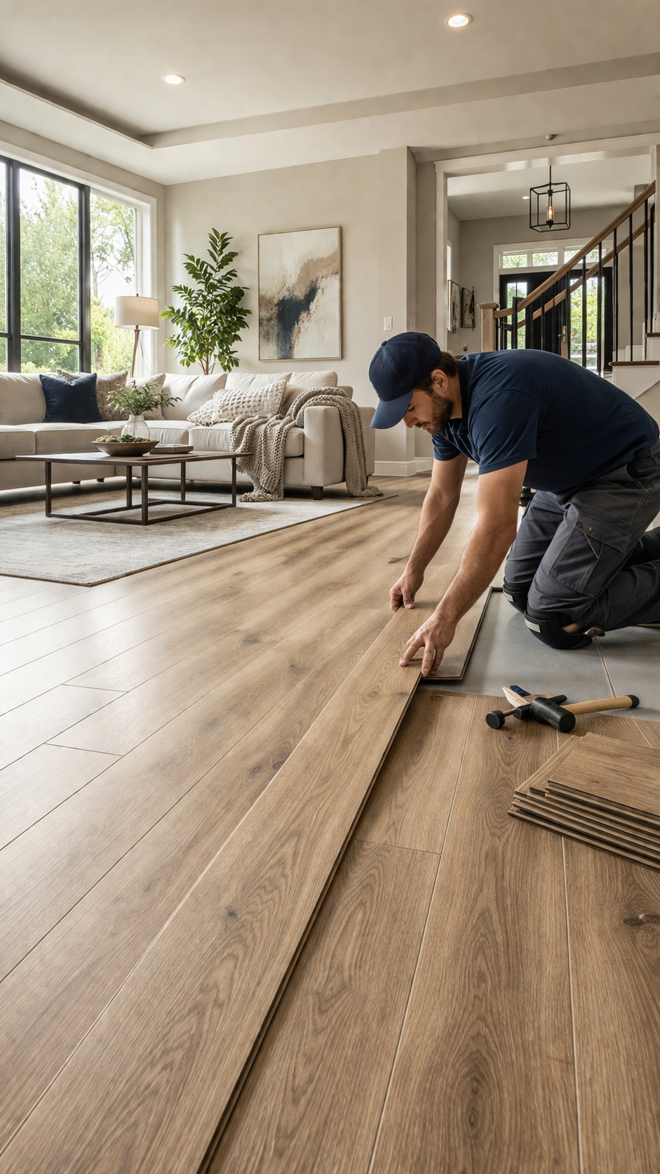 Particle board substrate during installation